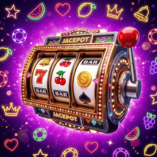 Luxury gold casino interface with magenta neon accents